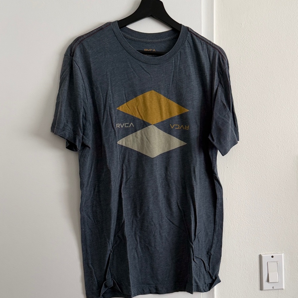 RVCA Men's Charcoal Tee with Gold and Silver Accents